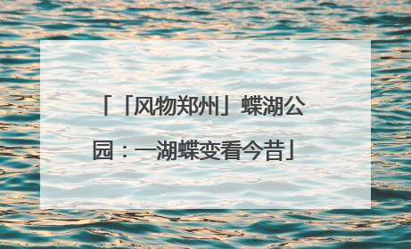 「风物郑州」蝶湖公园：一湖蝶变看今昔