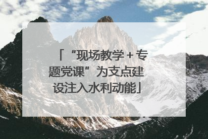 “现场教学＋专题党课”为支点建设注入水利动能