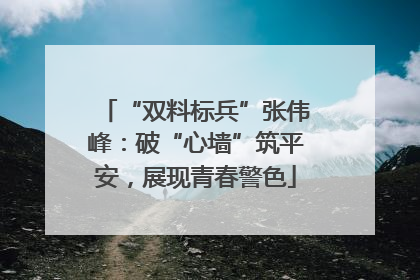 “双料标兵”张伟峰：破“心墙”筑平安，展现青春警色