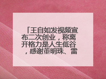 王自如发视频宣布二次创业，称离开格力是人生低谷，感谢董明珠、雷军，还回应了“工资条”：清楚自己要什么……