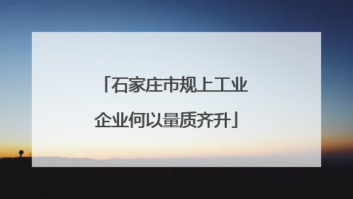 石家庄市规上工业企业何以量质齐升