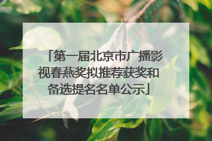 第一届北京市广播影视春燕奖拟推荐获奖和备选提名名单公示