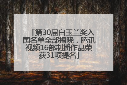 第30届白玉兰奖入围名单全部揭晓，腾讯视频16部制播作品荣获31项提名