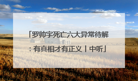 罗帅宇死亡六大异常待解：有真相才有正义丨中听