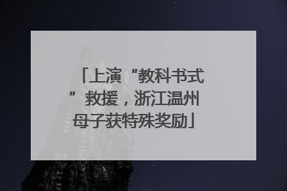 上演“教科书式”救援，浙江温州母子获特殊奖励