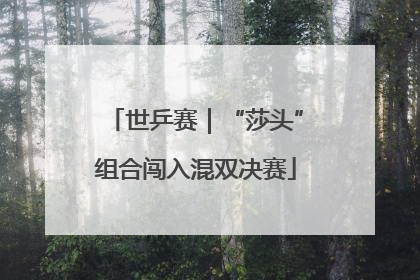 世乒赛｜“莎头”组合闯入混双决赛