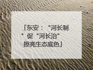 东安：“河长制”促“河长治” 擦亮生态底色