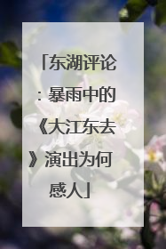 东湖评论：暴雨中的《大江东去》演出为何感人