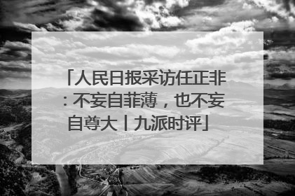 人民日报采访任正非：不妄自菲薄，也不妄自尊大丨九派时评
