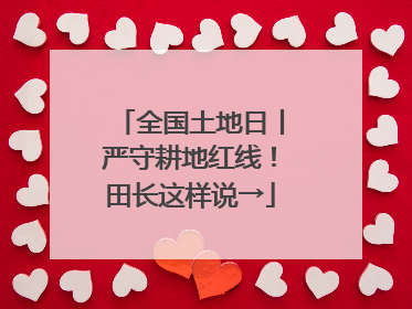 全国土地日丨严守耕地红线！田长这样说→