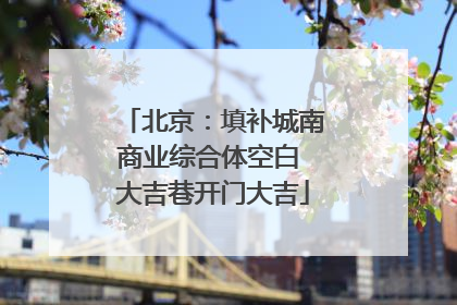 北京：填补城南商业综合体空白 大吉巷开门大吉