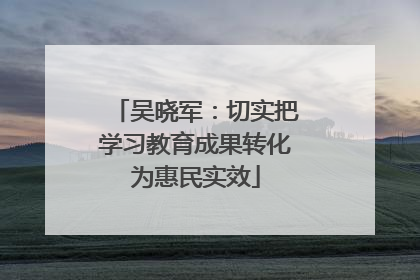 吴晓军：切实把学习教育成果转化为惠民实效