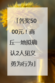 各奖5000元！商丘一地拟确认2人见义勇为行为