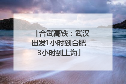 合武高铁：武汉出发1小时到合肥3小时到上海