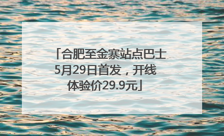 合肥至金寨站点巴士5月29日首发，开线体验价29.9元