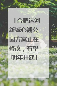 合肥运河新城心湖公园方案正在修改，有望明年开建