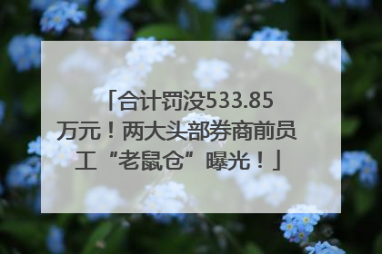 合计罚没533.85万元！两大头部券商前员工“老鼠仓”曝光！
