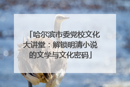 哈尔滨市委党校文化大讲堂：解锁明清小说的文学与文化密码