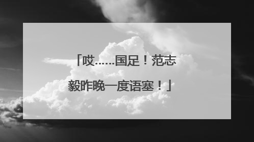 哎……国足！范志毅昨晚一度语塞！