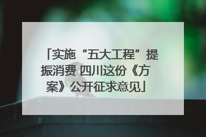 实施“五大工程”提振消费 四川这份《方案》公开征求意见