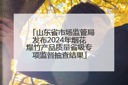 山东省市场监管局发布2024年烟花爆竹产品质量省级专项监督抽查结果