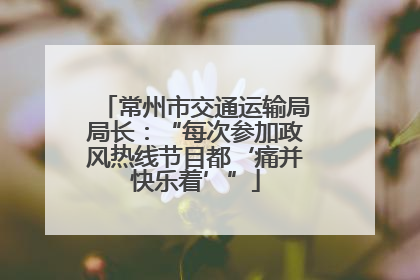 常州市交通运输局局长：“每次参加政风热线节目都‘痛并快乐着’”