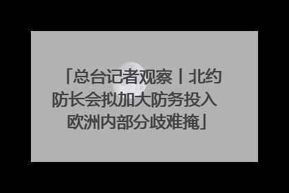 总台记者观察丨北约防长会拟加大防务投入 欧洲内部分歧难掩