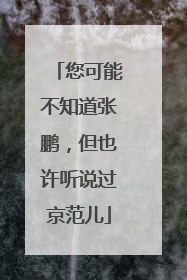 您可能不知道张鹏，但也许听说过京范儿