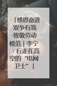 感恩奋进 双争有我·致敬劳动模范｜李宁：行走在高空的“电网卫士”