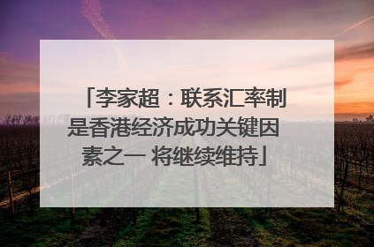 李家超：联系汇率制是香港经济成功关键因素之一 将继续维持