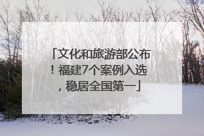 文化和旅游部公布！福建7个案例入选，稳居全国第一