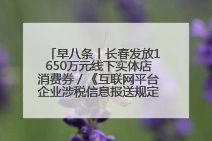 早八条丨长春发放1650万元线下实体店消费券／《互联网平台企业涉税信息报送规定》正式施行