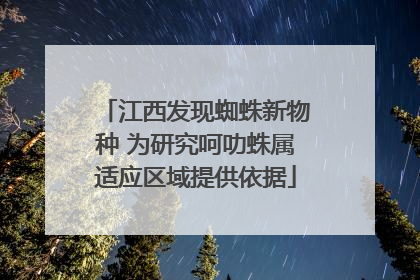江西发现蜘蛛新物种 为研究呵叻蛛属适应区域提供依据
