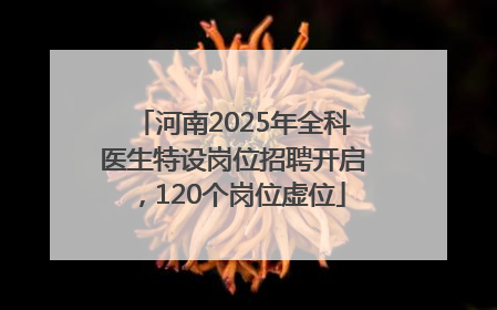 河南2025年全科医生特设岗位招聘开启，120个岗位虚位