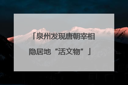 泉州发现唐朝宰相隐居地“活文物”