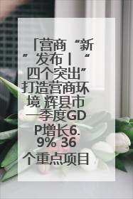 营商“新”发布丨“四个突出”打造营商环境 辉县市一季度GDP增长6.9% 36个重点项目落地