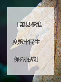 萧县多维度筑牢民生保障底线