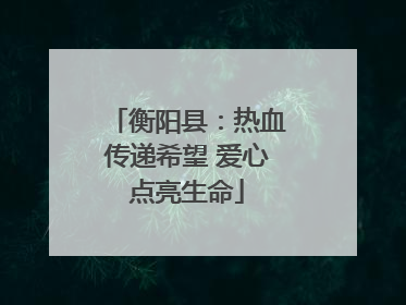 衡阳县：热血传递希望 爱心点亮生命