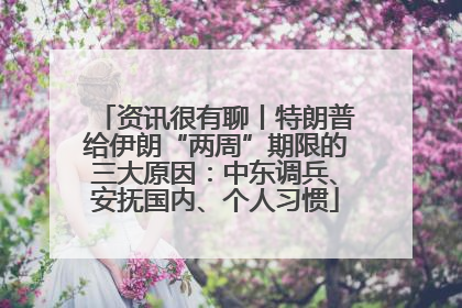 资讯很有聊丨特朗普给伊朗“两周”期限的三大原因：中东调兵、安抚国内、个人习惯