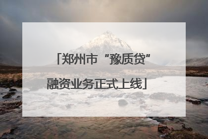 郑州市“豫质贷”融资业务正式上线