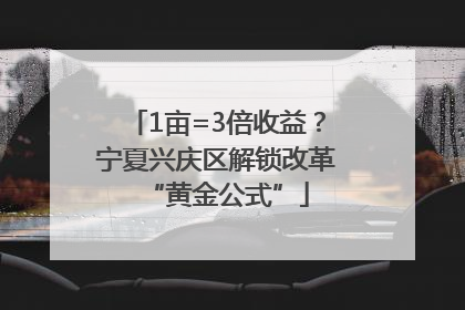 1亩=3倍收益？宁夏兴庆区解锁改革“黄金公式”