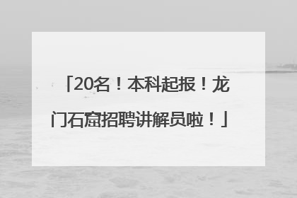 20名！本科起报！龙门石窟招聘讲解员啦！
