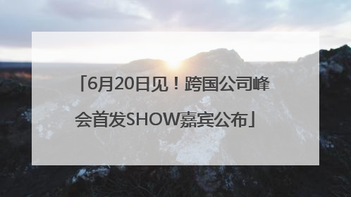 6月20日见！跨国公司峰会首发SHOW嘉宾公布